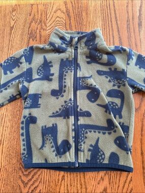 2T Dinosaur Fleece Zip Jacket - Green & Navy